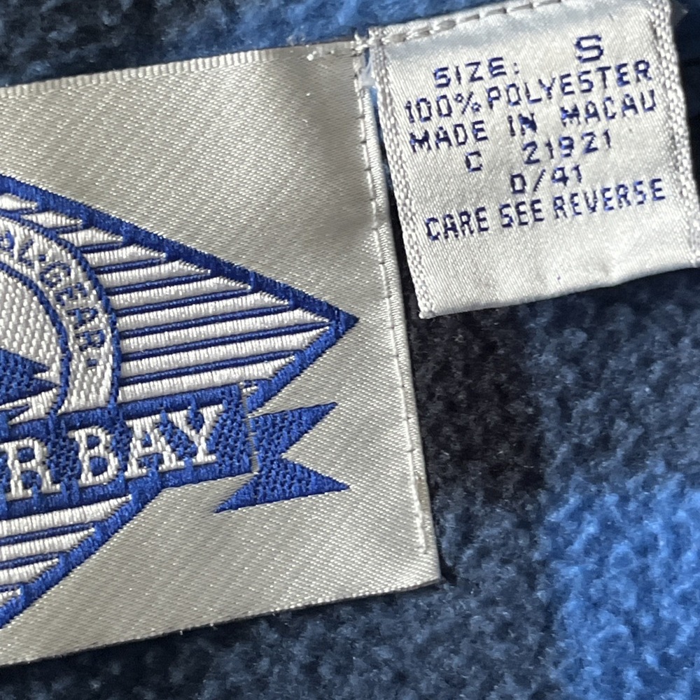 VTG 90s Sears Trader Bay 1/4 Zip Fleece Blue Buffalo Plaid Fleece Pullover S Y2K - Picture 4 of 13